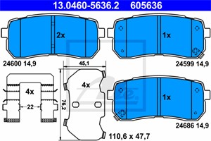 Jarrupalasarja, levyjarru, Taka-akseli, HYUNDAI H-1 Cargo, H-1 Travel, ix55, KIA SORENTO III, 58302-3JA50, 58302-4HA50, 58302-C5A70