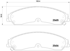 Jarrupalasarja, levyjarru, Etuakseli, CHRYSLER,DODGE,LANCIA, 00K68147681AA, 00K68147681AB, 00K68185434AA, 05137688AA, 05142558AA, 051425