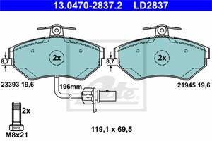 Jarrupalasarja, levyjarru, Etuakseli, AUDI,SEAT,VW, 8E0 698 151 B, 8E0 698 151 M