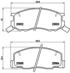 Jarrupalasarja, levyjarru, Etuakseli, TOYOTA PREVIA I, 044650B030, 044650B060, 0446528340, 0446528350, 0446528351, 0446528370, 044652838