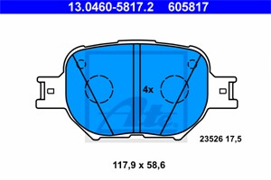 Jarrupalasarja, levyjarru, Etuakseli, TOYOTA, 04465-13030, 04465-20500, 04465-20570, 04465-2B030, 04465-2B040