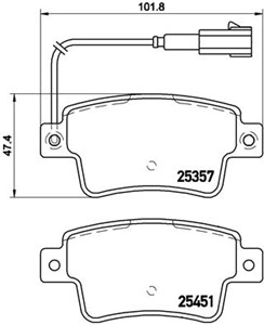 Jarrupalasarja, levyjarru, Taka-akseli, ABARTH GRANDE PUNTO, PUNTO, PUNTO EVO, FIAT PUNTO, PUNTO EVO, PUNTO Skåp/halvkombi, 77365464, 77