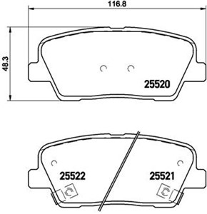 Jarrupalasarja, levyjarru, Taka-akseli, HYUNDAI,KIA,SSANGYONG, 48413380B0, 583020WA00, 583021UA50, 583022BA50, 583022JA00, 583022MA00, 5