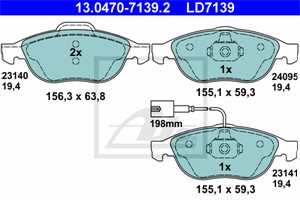 Jarrupalasarja, levyjarru, Etuakseli, ALFA ROMEO 147, 156, 156 Sportwagon, LANCIA LYBRA, LYBRA SW, 77362225, 9948887, 9951226
