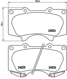 Jarrupalasarja, levyjarru, Etuakseli, LEXUS,TOYOTA, 0446504090, 044650K280, 044650K360, 044650K370, 044650K390, 044650K400, 044650K401,