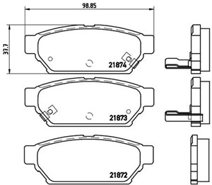 Jarrupalasarja, levyjarru, Taka-akseli, MITSUBISHI,PROTON, AY060MT007, MB928314, MR205377, MR389565, MR389569, MZ690171, MZ690343, X3516