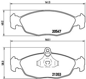 Jarrupalasarja, levyjarru, Etuakseli, Taka-akseli, CHEVROLET,DAEWOO,JAGUAR,OPEL,VAUXHALL, 11046148, 11046948322, 11046948372, 1605087, 1