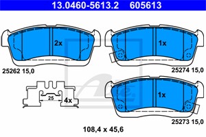 Jarrupalasarja, levyjarru, Etuakseli, DAIHATSU CUORE VI, CUORE VII, SIRION, TREVIS, 04465-B1110-000, 04465-B2020-000, 04465-B2050-000, 0