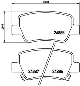 Jarrupalasarja, levyjarru, Taka-akseli, TOYOTA AVENSIS Kombi, AVENSIS Sedan, 0446605040, 0446605041, 0446605042, 0446605043, 04466YZZE5