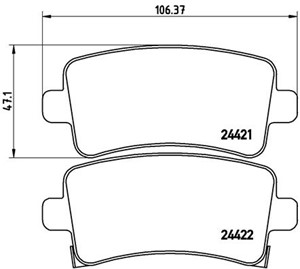 Jarrupalasarja, levyjarru, Taka-akseli, CHEVROLET,OPEL,SAAB,VAUXHALL, 13237766, 13237767, 13338368, 13343451, 1605104, 1605179, 1605223,