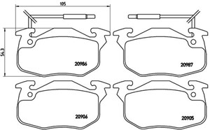 Jarrupalasarja, levyjarru, Etuakseli, CITROËN,PEUGEOT,RENAULT,TALBOT, 1611457980, 1617247780, 245050, 424862, 424865, 424874, 424878, 42