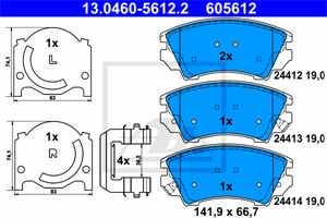 Jarrupalasarja, levyjarru, Etuakseli, CHEVROLET,OPEL,SAAB,VAUXHALL, 13237751, 16 05 232, 16 05 434, 22959104, 95530018