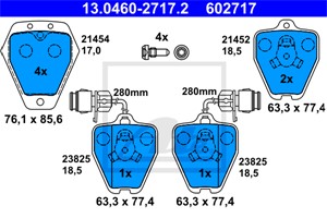 Jarrupalasarja, levyjarru, Etuakseli, AUDI 100 C4 Avant, 100 C4 Sedan, A6 C4, A6 C4 Avant, A8 D2, 4A0 698 151 B, 4A0 698 151 D, 4D0 698