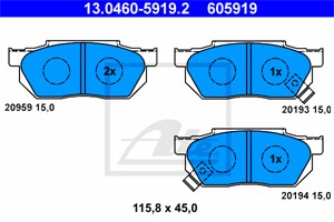 Jarrupalasarja, levyjarru, Etuakseli, HONDA, 45022-SB0-505, 45022-SB0-670, 45022-SB0-671, 45022-SB0-672, 45022-SH3-G00, 45022-SH3-G03, 4