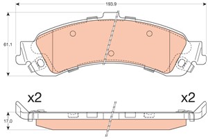 Jarrupalasarja, levyjarru, Taka-akseli, CHEVROLET SILVERADO 1500, TAHOE, 18044202