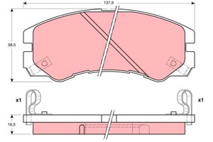 Jarrupalasarja, levyjarru, Etuakseli, ISUZU,OPEL,VAUXHALL, 09192177, 16 05 619, 1605852, 8970352570, 8970352571, 8970352571X, 8970475260