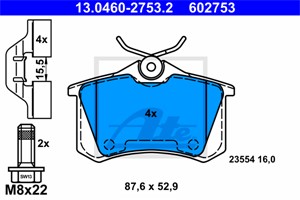 Jarrupalasarja, levyjarru, Taka-akseli, RENAULT FLUENCE, GRAND SCÉNIC III, MEGANE Coupé III, SCÉNIC III, 44 06 035 30R, 44 06 064 18R