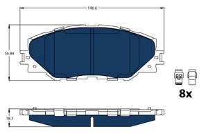 Jarrupalasarja, levyjarru, Etuakseli, TOYOTA AURIS, AURIS Kombi, PRIUS PLUS, RAV 4 IV, 04465-02160
