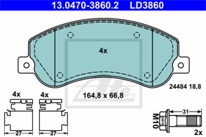 Jarrupalasarja, levyjarru, Etuakseli, VW AMAROK, AMAROK Flak/chassi, 2H0 698 151 A, 2H0 698 151, JZW 698 151 AM