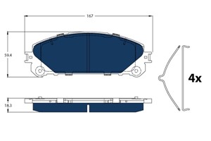 Jarrupalasarja, levyjarru, Etuakseli, LEXUS NX, RX, TOYOTA RAV 4 IV, 04465-0E010