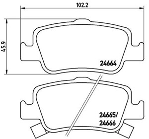 Jarrupalasarja, levyjarru, Taka-akseli, TOYOTA AURIS, AURIS Kombi, AURIS Skåp/halvkombi, AURIS VAN Skåp/halvkombi, COROLLA Sedan, 044660
