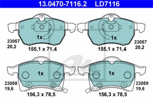 Jarrupalasarja, levyjarru, Etuakseli, CHEVROLET,OPEL,VAUXHALL, 16 05 009, 16 05 035, 16 05 957, 90544001, 9192157, 9195145