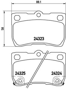 Jarrupalasarja, levyjarru, Taka-akseli, LEXUS GS, IS II, IS C, TOYOTA CROWN, MARK X I, 0446622190, 044662219079, 0446630210, 0446630230,