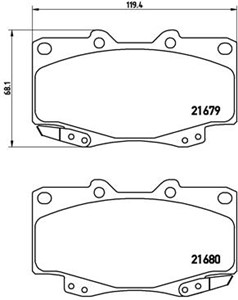 Jarrupalasarja, levyjarru, Etuakseli, TOYOTA FORTUNER, HILUX Flak/chassi, HILUX Pick-up VII, 044650K020, 044650K140, 04465YZZDV