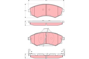 Jarrupalasarja, levyjarru, Etuakseli, HYUNDAI LANTRA II, KIA MAGENTIS, 58101-29A70, 58101-3CA20, 58101-3CA80