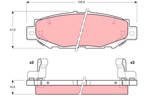 Jarrupalasarja, levyjarru, Taka-akseli, LEXUS,TOYOTA, 04466-30020, 04466-30030, 04466-30050, 04466-30100, 04466-30140, 04492-14150, 0449