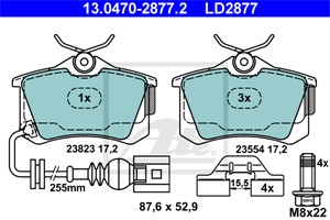 Jarrupalasarja, levyjarru, Taka-akseli, SEAT CORDOBA, IBIZA III, VW LUPO I, POLO, POLO Sedan IV, POLO Van Skåp / kombi, 6Q0 698 451 B, 6