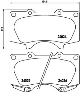 Jarrupalasarja, levyjarru, Etuakseli, LEXUS,MITSUBISHI,TOYOTA, 0446504070, 044650K030, 044650K090, 0446535250, 0446560210, 04465AZ001, 0
