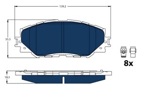 Jarrupalasarja, levyjarru, Etuakseli, TOYOTA PRIUS PLUS, YARIS, 04465-02220