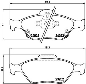 Jarrupalasarja, levyjarru, Etuakseli, DAIHATSU CHARADE VIII, TOYOTA YARIS, YARIS Skåp/halvkombi, 044650D050, 044650D050000, 044650D210,