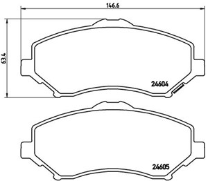 Jarrupalasarja, levyjarru, Etuakseli, CHRYSLER,DODGE,FIAT,JEEP,VW, 00K68029263AA, 068093323AB, 68029263AA, 68044866AC, 68053152AA, 68053