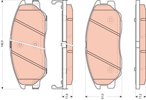 Jarrupalasarja, levyjarru, Etuakseli, HYUNDAI TERRACAN, 58101-39A60, 58101-H1A80