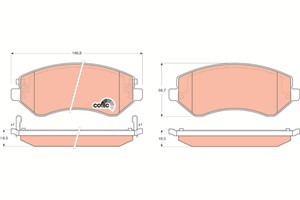 Jarrupalasarja, levyjarru, Etuakseli, CHRYSLER VOYAGER IV, DODGE CARAVAN, JEEP CHEROKEE, 05019984AA, 05066427AA, 05096349AA, 5019984AA,