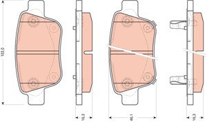Jarrupalasarja, levyjarru, Taka-akseli, TOYOTA ALPHARD / VELLFIRE, PREVIA III, 04466-28110, 04466-58010, AK NS254