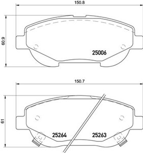 Jarrupalasarja, levyjarru, Etuakseli, TOYOTA AVENSIS Kombi, AVENSIS Sedan, 0446505260, 0446505290, 0446505300, 0446505301, 0446505302, 0