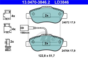 Jarrupalasarja, levyjarru, Etuakseli, FIAT 500, 500 C, PANDA, PANDA Skåp/halvkombi, FORD KA, 1559697, 1731171, 1736937, 1778384, 7177315
