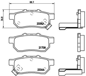 Jarrupalasarja, levyjarru, Taka-akseli, HONDA, 43022504E03, 43022S04E01, 43022S04E02, 43022S04E03, 43022SAAE51, 43022SAAJ51, 43022SO4E02