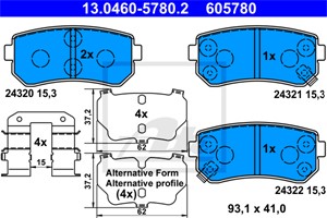 Jarrupalasarja, levyjarru, Taka-akseli, HYUNDAI,KIA, 58302-0ZA00, 58302-1GA00, 58302-1HA00, 58302-1HA10, 58302-1JA30, 58302-1JA31, 58302