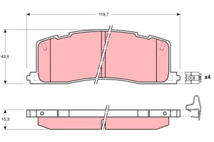 Jarrupalasarja, levyjarru, Taka-akseli, TOYOTA PREVIA I, 04466-28010, 04466-28011, 04466-28020, 04466-28090, 04492-28020, 449228020