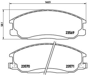 Jarrupalasarja, levyjarru, Etuakseli, DAEWOO,HYUNDAI,SSANGYONG, 0K52Y3323Z, 3500175U1010, 4813008260, 48130090A1, 48130091A0, 5810126A00